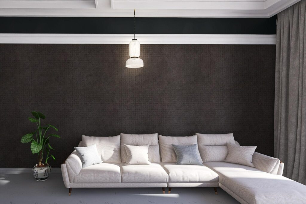 Modern living room decor accents with statement lighting and wall panels in Chandigarh home