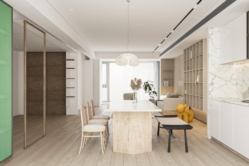 Premium residential interior with custom wall finishes and modern lighting in Chandigarh